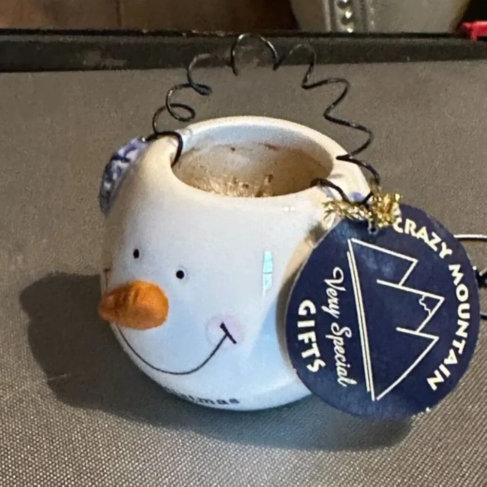 Crazy Mountain Vintage Snowman Tea Lite Candle 
